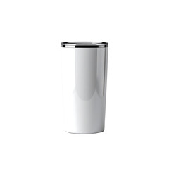 Sleek tumbler mockup with silver accents, a stylish design on transparent background