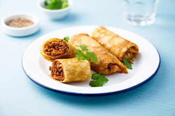 Pancakes with minced beef