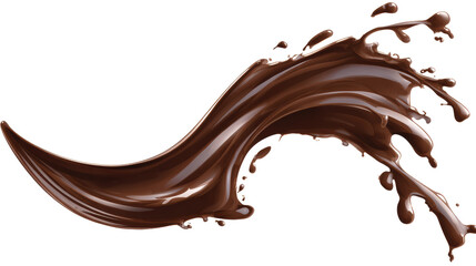A smooth, flowing splash of rich, dark chocolate, showcasing its glossy texture and dynamic movement.