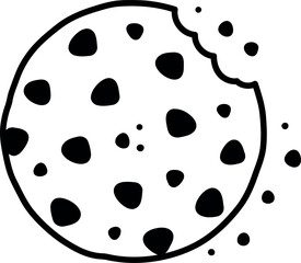 Hand drawn chocolate chip cookie bite