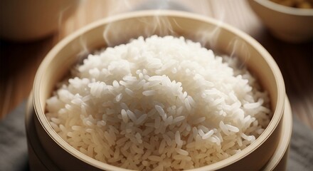 Steaming Rice in a Traditional Bamboo Steamer