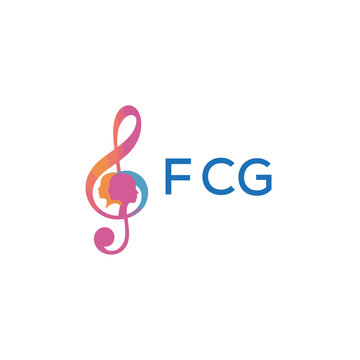 FCG &ldquo;Creative music logo with human silhouettes and treble clef in gradient colors, FCG Later Logo, modern artistic design isolated on white background&rdquo;
