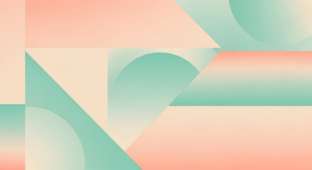 Obraz premium Minimal peach and mint geometric background with soft blur
