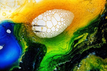 Mixed liquids in fluid colorful painting
