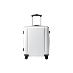 Sleek white rolling suitcase for travel adventures on transparent background