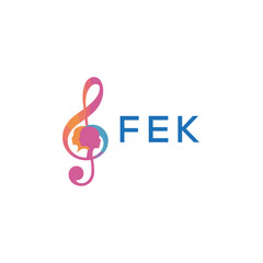 Obraz premium FEK “Colorful music logo with human faces and treble clef design” FEK Later Logo, “Abstract music school logo with people and melody icon” 