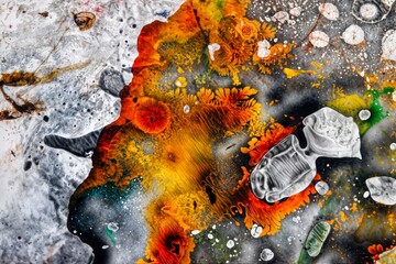 Mixed liquids in fluid colorful painting