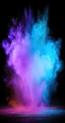 Obraz premium Vibrant, colorful powder explosion against black background