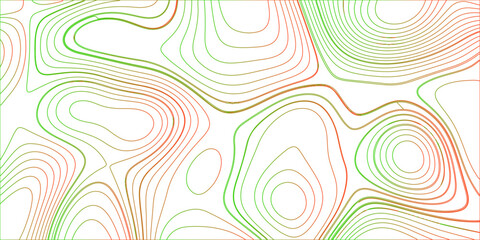 Vector geography landscape Topo contour map on white background, Topographic contour lines.  The green, red on white contours vector topography stylized height of the lines map. 