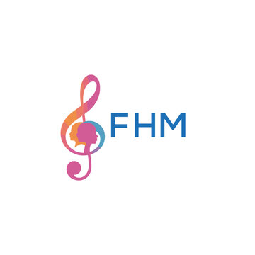 FHM &ldquo;Creative music logo with human silhouettes and treble clef in gradient colors, FHM Later Logo, modern artistic design isolated on white background&rdquo;

