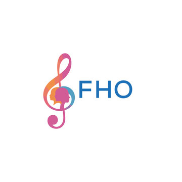FHO &ldquo;Creative music logo with human silhouettes and treble clef in gradient colors, FHO Later Logo, modern artistic design isolated on white background&rdquo;
