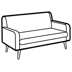 Thin-Legged Modern Sofa Outline Vector 