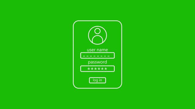 User-name and password fields icon animation.Includes fields for account creation, user ID, password, identity verification concept.