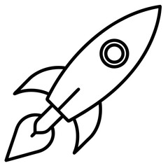 Fototapeta premium growth rocket icon line art