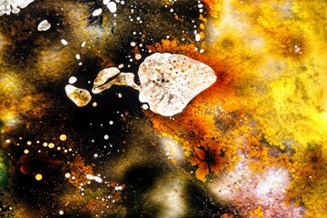Mixed liquids in fluid colorful painting
