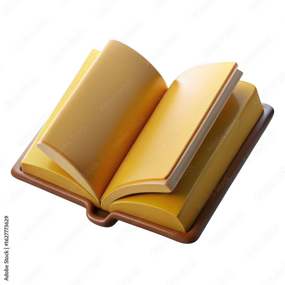 Aufkleber 3d open book with yellow pages isolated on transparent background