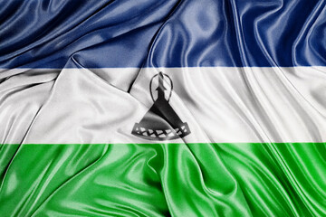 Waving national flag of Lesotho, 3D illustration.