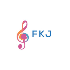 Fototapeta premium FKJ “Colorful music logo with human faces and treble clef design” FKJ Later Logo, “Abstract music school logo with people and melody icon” 
