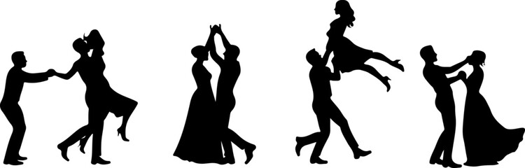 Elegant Dancing Couples Silhouette Set – Romantic Dance Poses Clipart
