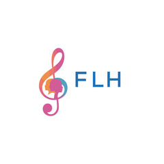 Fototapeta premium FLH “Creative music logo with human silhouettes and treble clef in gradient colors, FLH Later Logo, modern artistic design isolated on white background” 