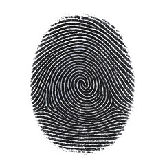 Close-up Macro View of a Textured Black Fingerprint with Swirling Ridges and Contrasting Highlights