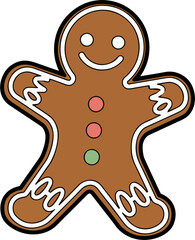 Cute Gingerbread Man Cookie with Colorful Buttons – Christmas Holiday Vector Art