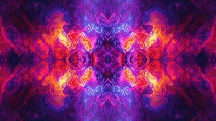 Fototapeta premium Vibrant, symmetrical abstract design with swirling, colorful patterns