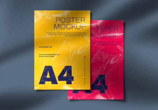 Flyer with Poly Warp Mockup Design