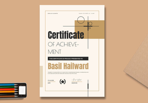 Portrait And Modern Certificate Design Template