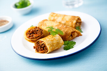 Pancakes with minced beef
