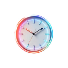 Circular clock with vibrant neon-hued rim