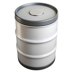 3d white industrial barrel isolated on transparent background