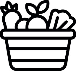 Vector art of basket of fresh vegetables isolated on white background