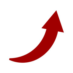 Red Curved Arrow Up Icon Flat Design for UIUX Growth Charts App Interfaces