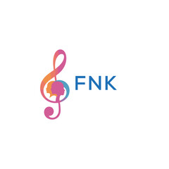 Fototapeta premium FNK “Colorful music logo with human faces and treble clef design” FNK Later Logo, “Abstract music school logo with people and melody icon” 