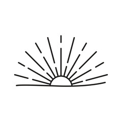 Half circular line abstract firecracker light rays icon