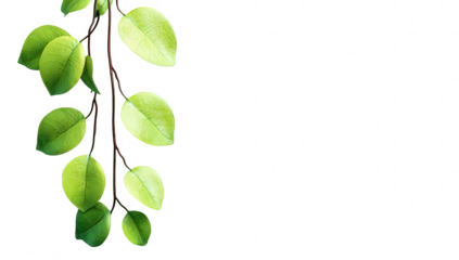 Close-up of vibrant green leaves cascading downward