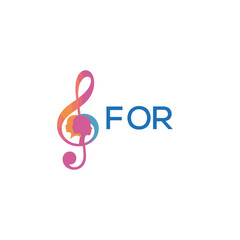 Fototapeta premium FOR “Colorful music logo with human faces and treble clef design” FOR Later Logo, “Abstract music school logo with people and melody icon” 