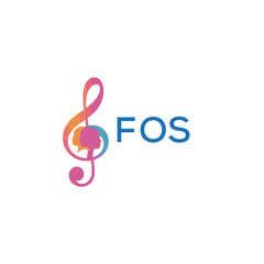 Obraz premium FOS “Colorful music logo with human faces and treble clef design” FOS Later Logo, “Abstract music school logo with people and melody icon” 