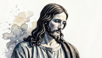 Fototapeta premium Religious art depicting jesus christ art studio illustration creative environment close-up view faith concept