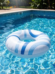 Floating pool toy relaxation backyard paradise photography daytime aesthetic appeal