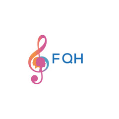 Fototapeta premium FQH “Colorful music logo with human faces and treble clef design” FQH Later Logo, “Abstract music school logo with people and melody icon” 