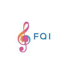 Obraz premium FQI “Colorful music logo with human faces and treble clef design” FQI Later Logo, “Abstract music school logo with people and melody icon” 