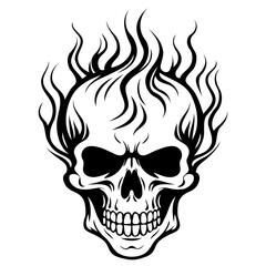 Skull with fire tattoo design