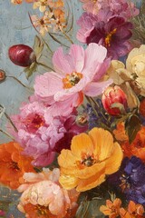Vibrant oil painting of a floral bouquet