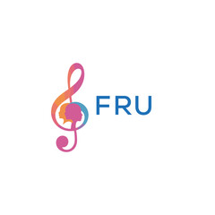 Fototapeta premium FRU “Colorful music logo with human faces and treble clef design” FRU Later Logo, “Abstract music school logo with people and melody icon” 