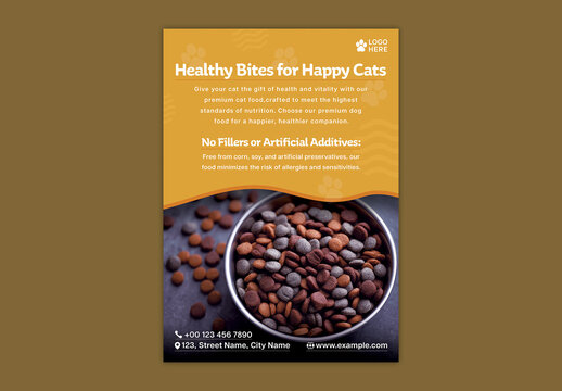 Cat Care Services Editable Flyer Design for Play Time, Feeding and Medication.