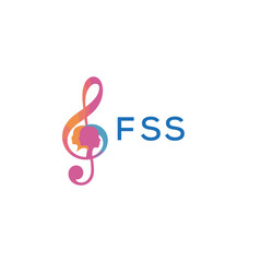 Fototapeta premium FSS “Colorful music logo with human faces and treble clef design” FSS Later Logo, “Abstract music school logo with people and melody icon” 