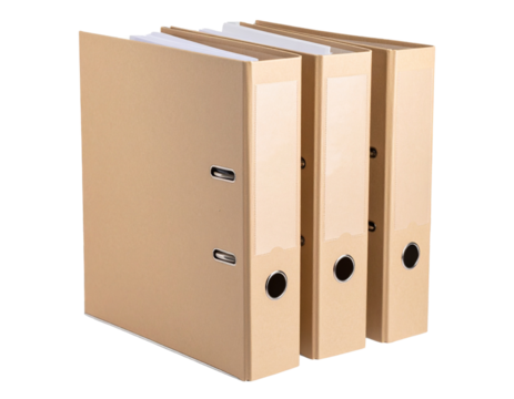 Closed Beige Document Folder with Visible Tabbed Dividers Peeking Out, Front View, isolated on transparent background PNG