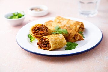 Pancakes with minced beef